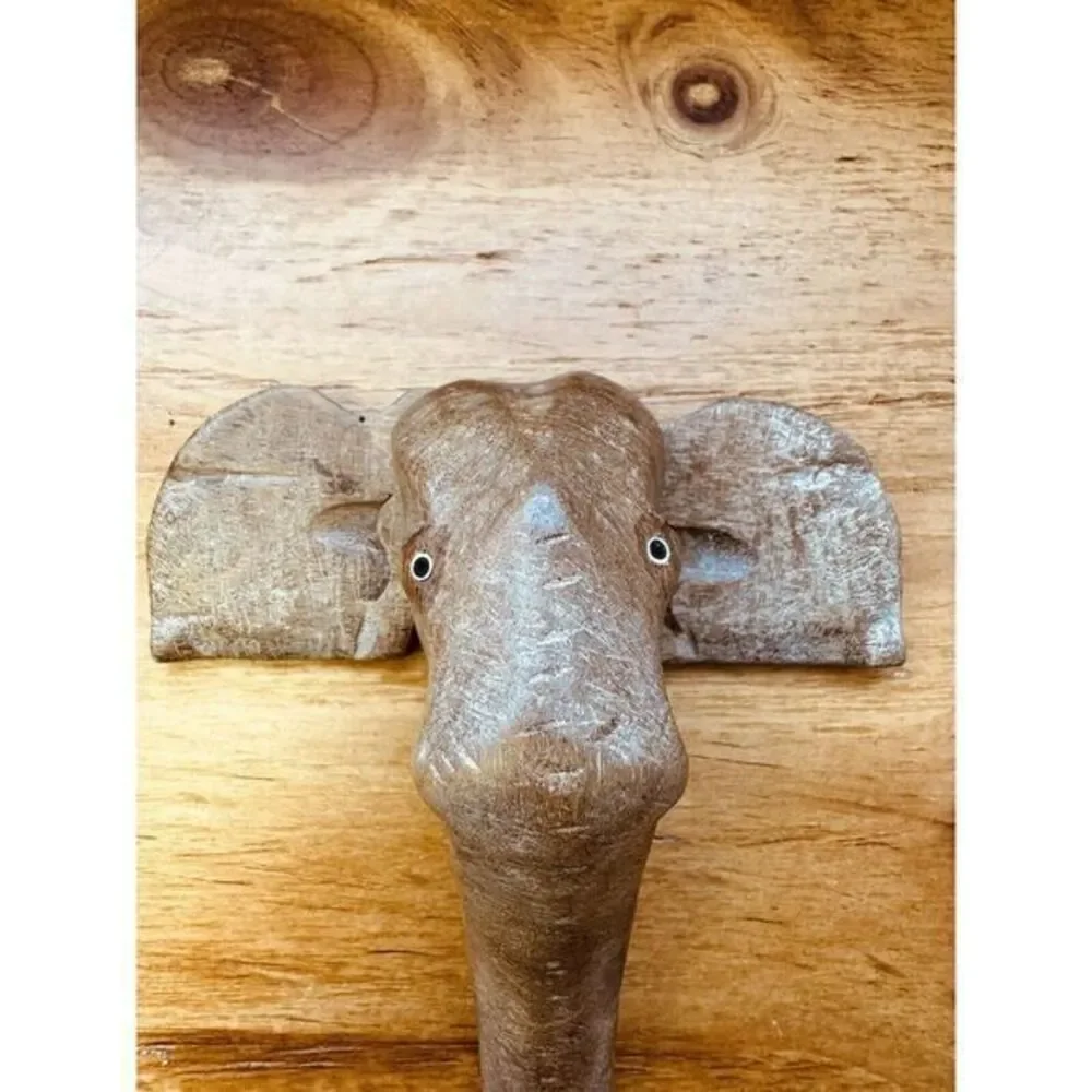 Vintage Wooden Brown Elephant‎ 6.5